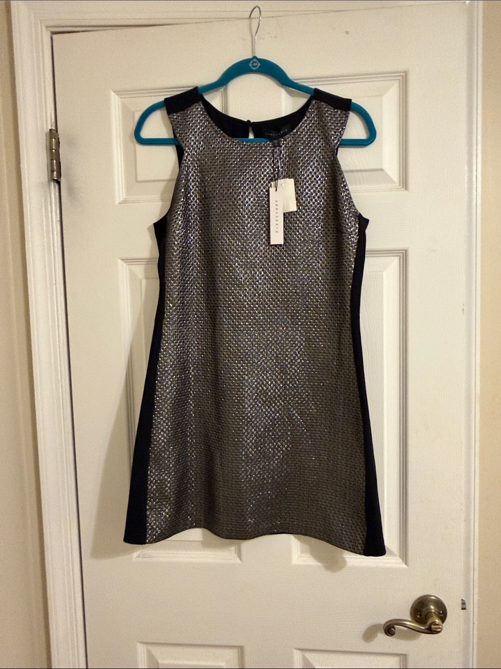 Sanctuary Metallic Silver Mini Dress with Black Panels - Picture 4 of 8